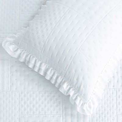 Kit Cobre Leito Colcha Maison Casal Padrão c/ Babado Percal 300 Fios 3 Peças - Branco