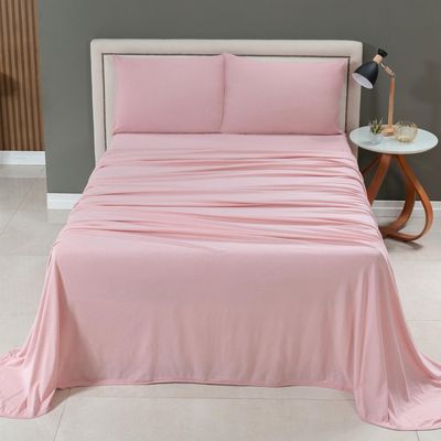 Jogo Cama Lençol Sonnet Casal Padrão Malha Lisa 100% Algodão Macio 4 Peças - Rosê