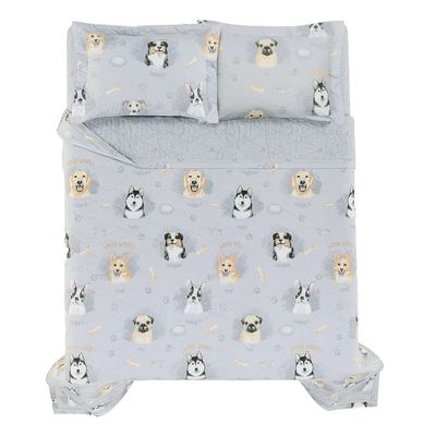 Colcha Casal Infantil Dupla Face Alg. 200 Fios Dog Karsten