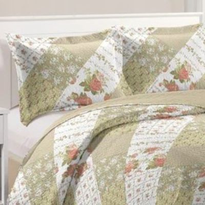 Kit Cobre Leito Colcha Casa Scarpa Mix Queen Estampado Dupla Face Floral 3 Peças - Janaína