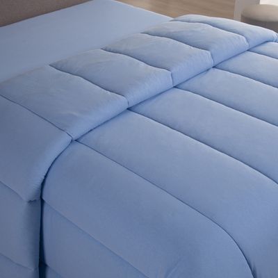 Edredom Cobertor Sonnet Solteiro Malha Lisa Dupla Face 100% Algodão - Azul Claro