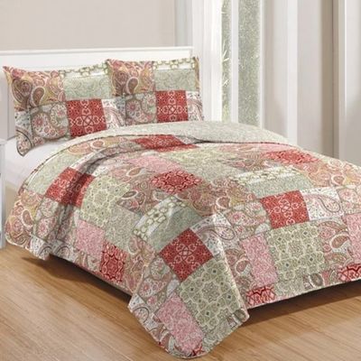 Kit Cobre Leito Colcha Mix King Estampado Dupla Face Floral 3 Peças - Lúcia