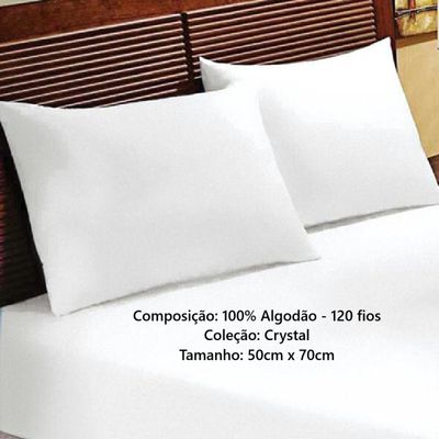Kit 2 Fronhas Algodão Branca Lisa Crystal Teka