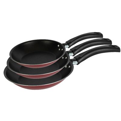 Conjunto de Frigideiras Francesa Antiaderente 18, 20 e 22 cm Preto e Cereja Luz