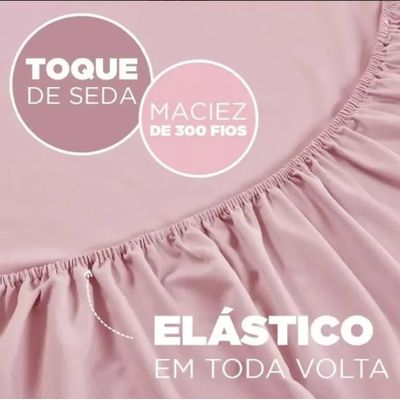 Jogo Cama Queen 4 Pc Poliester Toque de Seda Rosa Jolitex