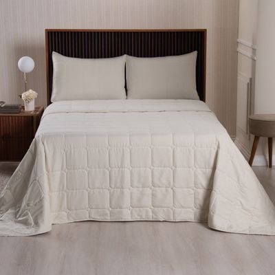 Kit Cobre Leito Colcha Speciale King Matelado Toque Acetinado 400 Fios 3 Peças Palha