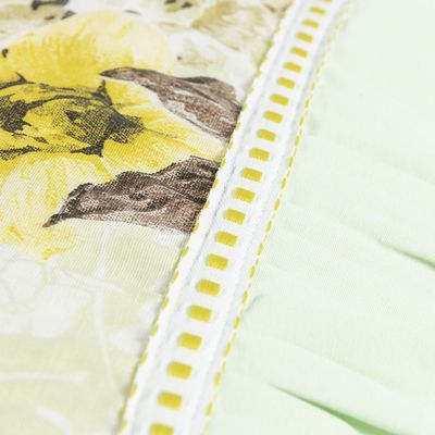 Jogo Cama Lençol Fiore King Estampado 180 Fios 100% Algodão com Babadinho 3 Peças Verde Floral
