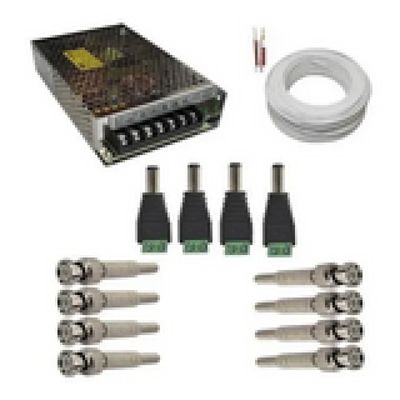 Kit Completo Cabo Coaxial Cftv + Acessórios Para 3 Câmeras