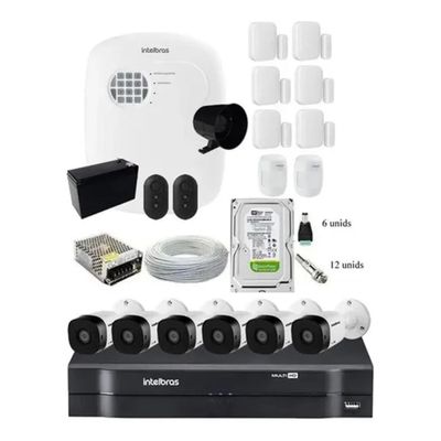 Kit Cftv 6 Câmeras Intelbras E Alarme Residencial 8 Sensores