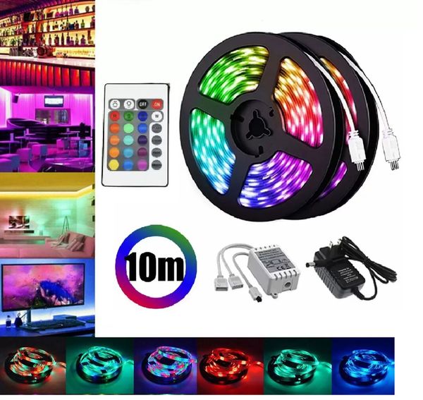 Fita De Led Rgb 5050 10 Metros Para Decora†o Com Fonte