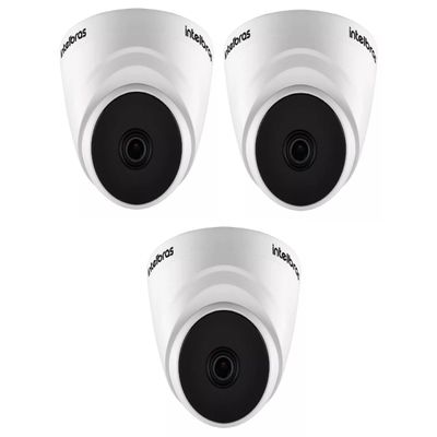 kit 3 Câmera de segurança Intelbras VHL 1220 D com resolução de 2MP visão noturna incluída branca