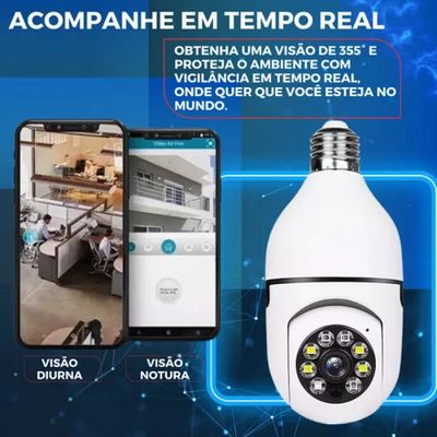 Kit 2 Camera Lampada Segurança Wifi + Cartão De Memória 64gb