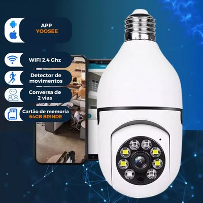 Kit 2 Camera Lampada Segurança Wifi + Cartão De Memória 64gb