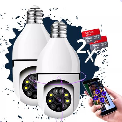 Kit 2 Camera Lampada Segurança Wifi + Cartão De Memória 64gb
