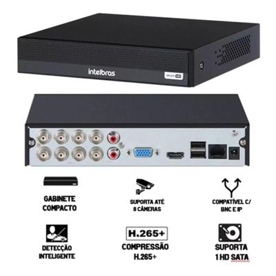 Kit 8 Cameras Seguranca Intelbras Full Color vhd 1120b Dvr 8ch Full S/ hd