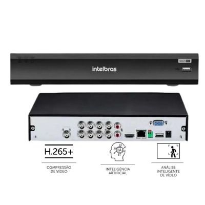 Kit Intelbras 6 Cameras Segurança VHD 3220b+ Microfone Audio Full Color Dvr iMhdx 3008 1TB Purple