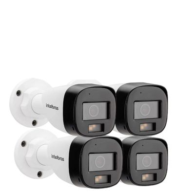Kit Intelbras 4 Câmeras de Segurança 3220 B Multi-hd Vhd Full Color Com Microfone e Áudio 20m Branca