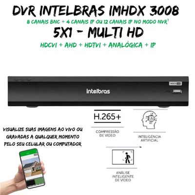 Kit 6 Cameras de Segurança Intelbras Full Color 1220d Dvr Imhdx 3008 Ia Com hd 1tb Purple