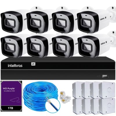 Kit 8 Câmeras IP Vipc 1230B Intelbras NVD 1408P HD 1TB Purple