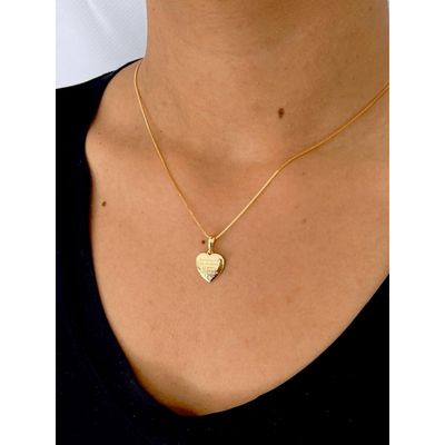 Colar hooponopono coração ponto de luz banhado ouro semijoia