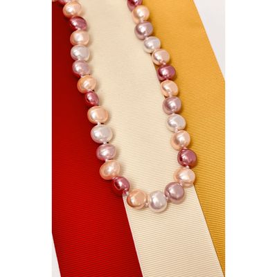 Colar com Pérolas  Ovais Doris 1cm em Quatro Tons banhado em ouro rosé