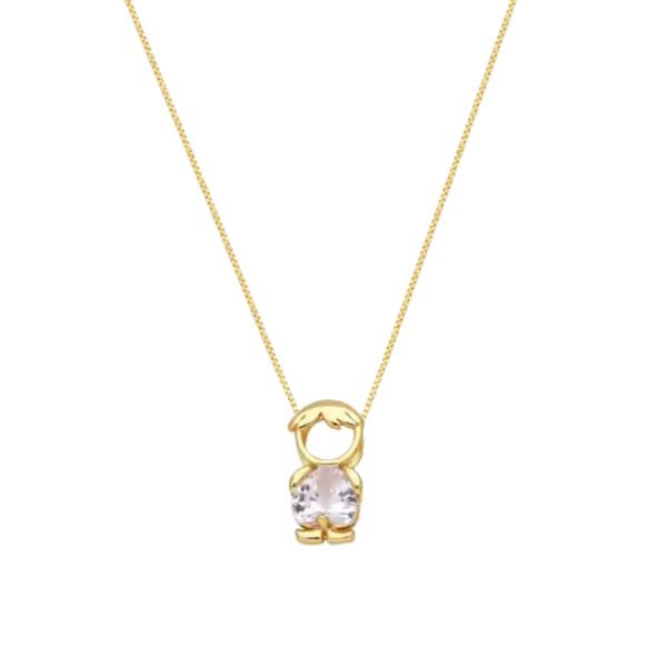 Colar mae e filho com cristal banhado em Ouro 18k