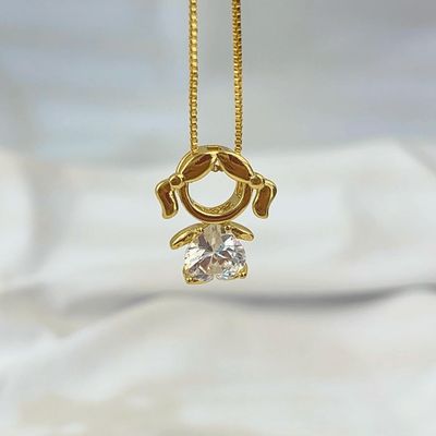 Colar mae e filha menina com cristal banhado ouro