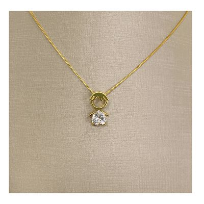 Colar mae e filho com cristal banhado em Ouro 18k