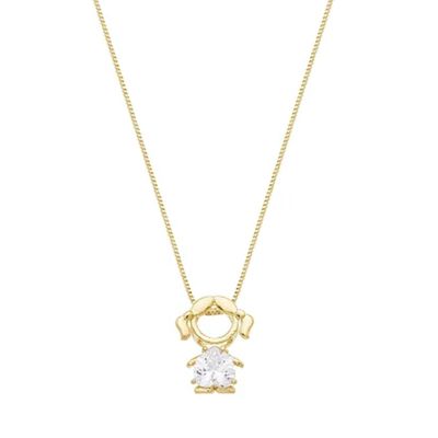 Colar mae e filha menina com cristal banhado ouro