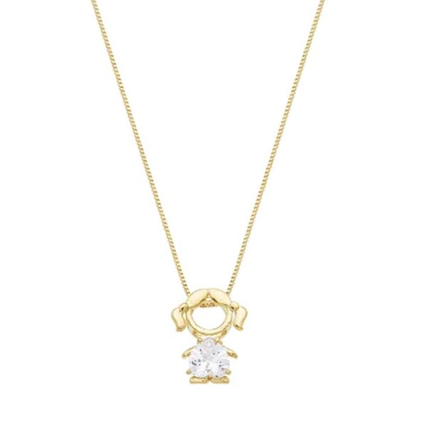 Colar mae e filha menina com cristal banhado ouro