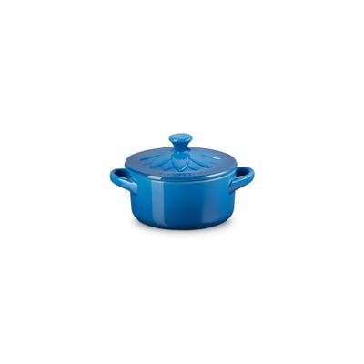 MINI COCOTTE SUNFLOWER LE CREUSET EM CERÂMICA 10CM 250ML AZUL MARSEILLE