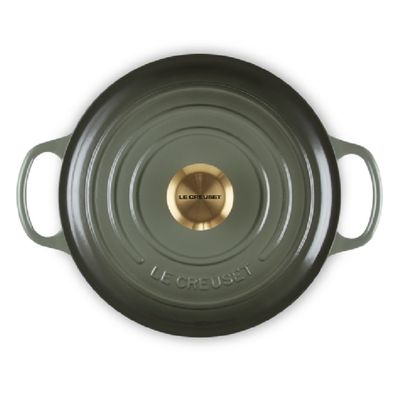 PANELA REDONDA LE CREUSET 20CM SIGNATURE FERRO FUNDIDO THYME PEGADOR DOURADO 21177201734441
