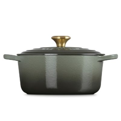 PANELA REDONDA LE CREUSET 20CM SIGNATURE FERRO FUNDIDO THYME PEGADOR DOURADO 21177201734441