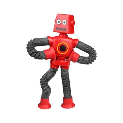 Robô Brinquedo Tubo Estica Gruda Ventosa LED cor vermelho