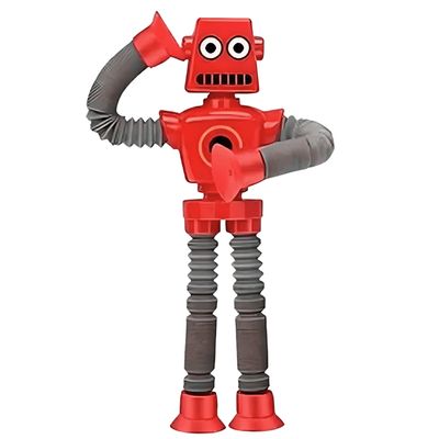 Robô Brinquedo Tubo Estica Gruda Ventosa LED cor vermelho