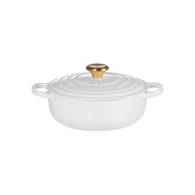 PANELA SAUTEUSE LE CREUSET SIGNATURE 24CM COM PEGADOR DOURADO BRANCO 21198240101441