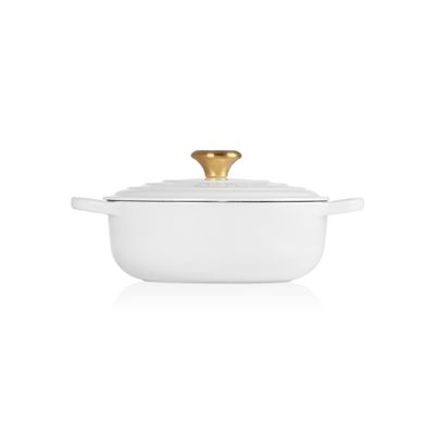 PANELA SAUTEUSE LE CREUSET SIGNATURE 24CM COM PEGADOR DOURADO BRANCO 21198240101441