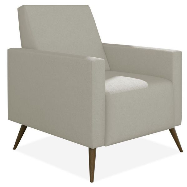 Poltrona Decorativa Para Sala de Estar Pés Palito Liz P02 Suede Bege - Lyam Decor