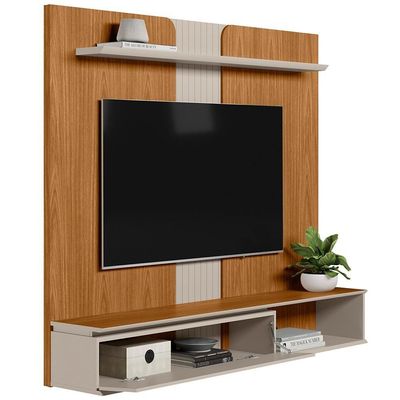 Painel Para Tv 65 Pol Com Bancada Suspensa New L05 Nature Off White - Lyam Decor