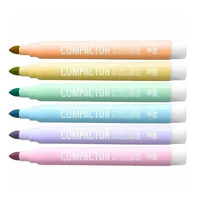 Canetinha Hidrográfica Color Pastel 164031 6 Cores - Compactor