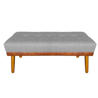 Banco Estofado Roma 160cm Courissimo Nozes-linho Cinza - Inova Decorações