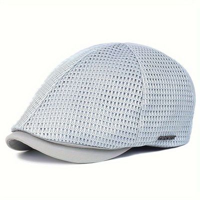 Boné Britanico De Malha Respirável Estilo Casual Fashion Unissex Ajustavel Cinza Claro