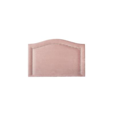 Cabeceira Solteiro Curva Luxo 90x60 Veludo Rosê - Tachas Prata