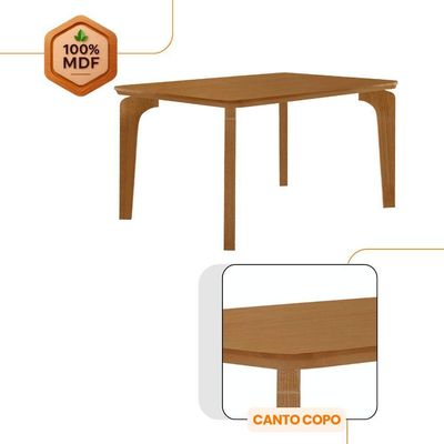 Mesa Liz 120 Mdf Canto Copo E Com 4 Cadeiras Safira Turim 07 Naturalle