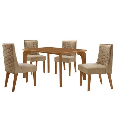 Mesa Liz 120 Mdf Canto Copo E Com 4 Cadeiras Safira Turim 07 Naturalle