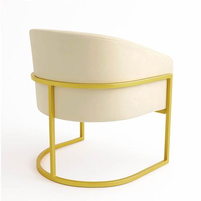 Poltrona Sala Decorativa Industrial Dourada Kit 2 Arielle Suede Bege D03 - D'Rossi