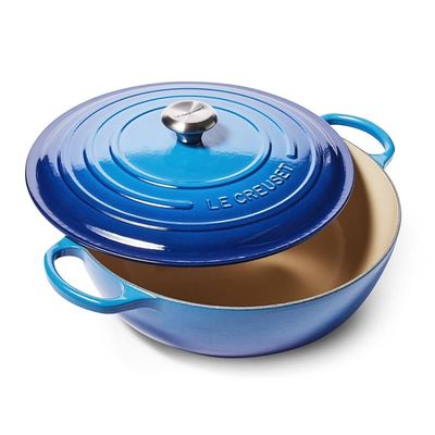 PANELA LE CREUSET MARMITA SIGNATURE GOURMET EM FERRO FUNDIDO 32CM AZURE BLUE 21114322202430