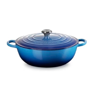 PANELA LE CREUSET MARMITA SIGNATURE GOURMET EM FERRO FUNDIDO 32CM AZURE BLUE 21114322202430