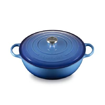 PANELA LE CREUSET MARMITA SIGNATURE GOURMET EM FERRO FUNDIDO 32CM AZURE BLUE 21114322202430