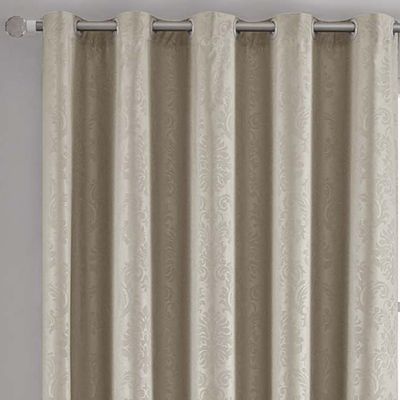 Cortina Iza Jacquard Estampado Floral 3,00x2,60m Sala Quarto Varão 3M - Bege